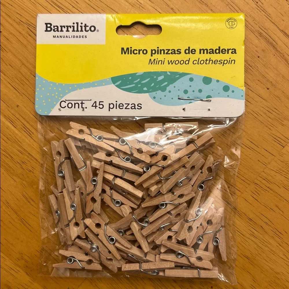 46 Mini Tiny Natural‎ Wood Spring Clothespins 1 inch Crafts Photos Crafts